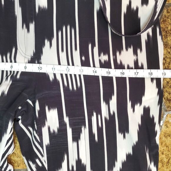 Theory Gunilla Ikat Silk Paper Bag Pants Black White Print High Waist Dress Sz 6 - Picture 11 of 12